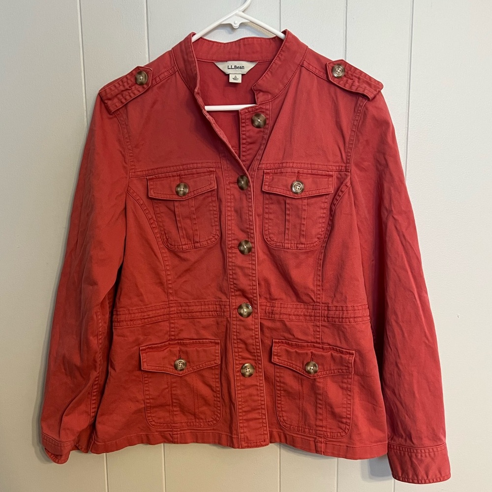 L.L. Bean utility safari style barn flex button up fall spring jacket size S